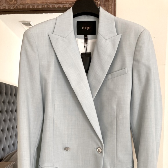 Jackets & Blazers - Maje wool blend light blue jacket blazer